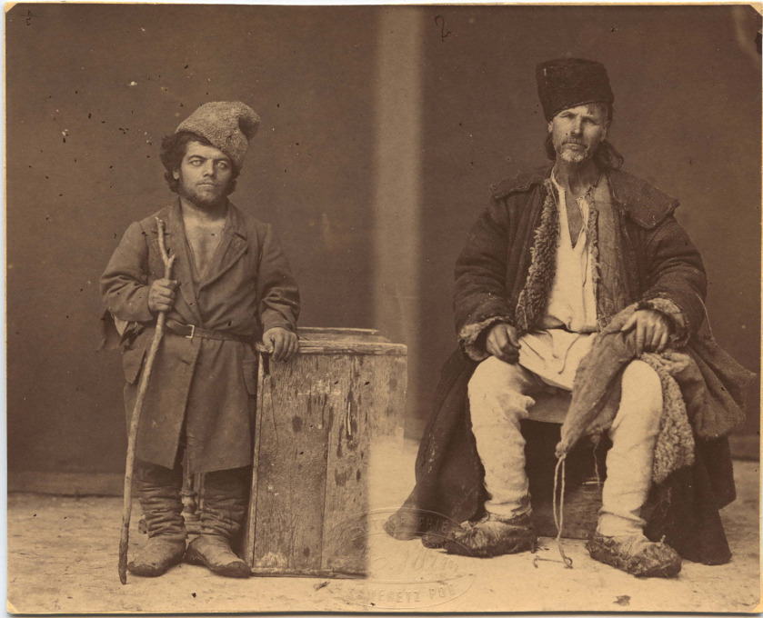 Michał Greim: A Moldawan dwarf and a nobleman of the Podolian race from the Chocim region, 1870s-1880s, albumen print.
