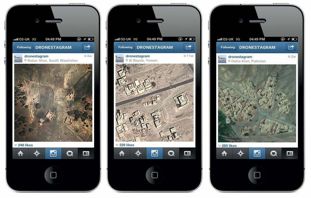 Fig. 13. James Bridle: Dronestagram, 2012-ongoing, photography and social media, online project. Courtesy of the artist / booktwo.org.