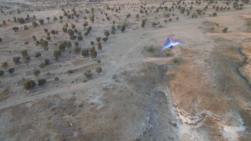 Fig. 1: Kite & Camera over the Cistern of Muhammad Ibn Salame Al-Uqbi (Caine, 2018).