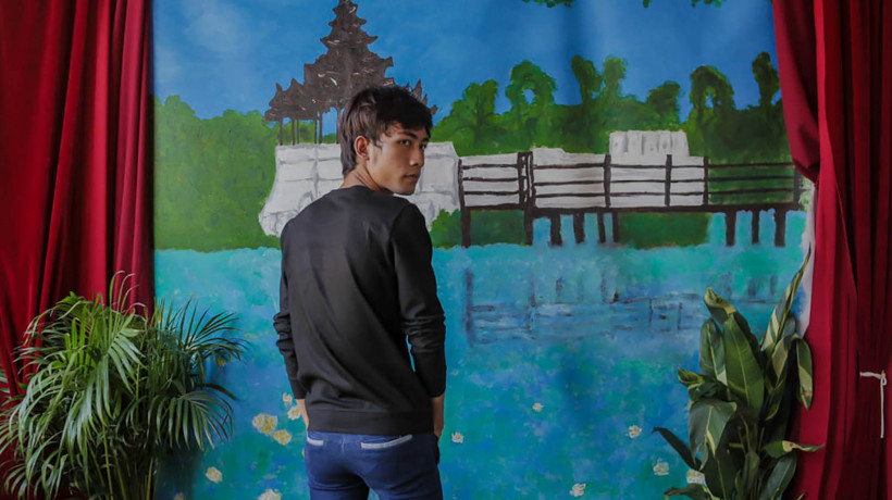 Colonial style photo backdrop at Burmese Photographers exhibition at The Secretariat, Yangon, 2018.
