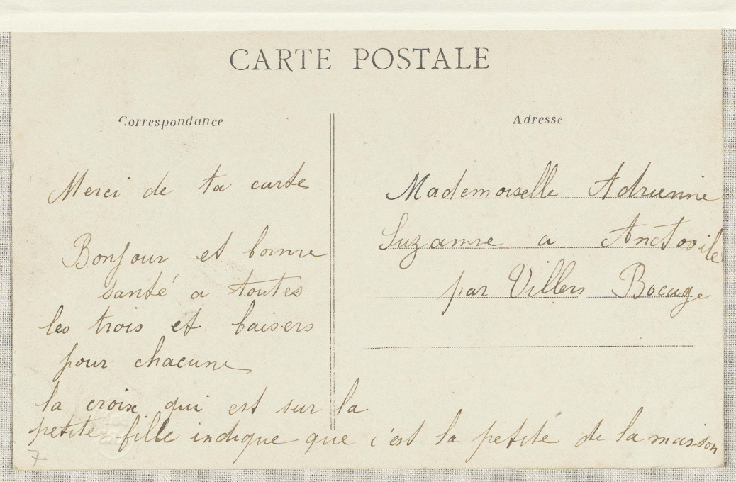 Figure 3. Tilly-sur-Seulles – School of the Nuns, coll. Gabriel, postcard (front and back), ca. 1900, Bibliothèque nationale de France, Paris.